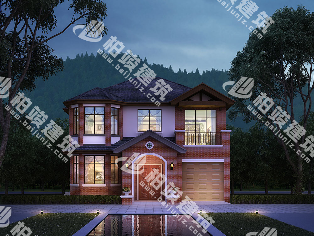 农村二层别墅设计，美式田园风情，带车库、烤火房